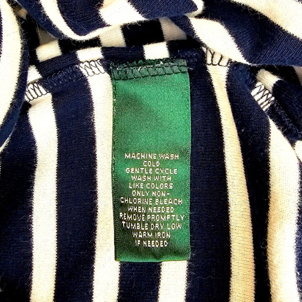 Lauren Ralph Lauren / Navy & White Striped Short Sleeved Shirt - Picture 7 of 9